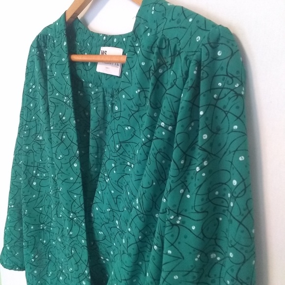 Vintage Retro Green Abstract Ms Paquette Blouse - Picture 4 of 6
